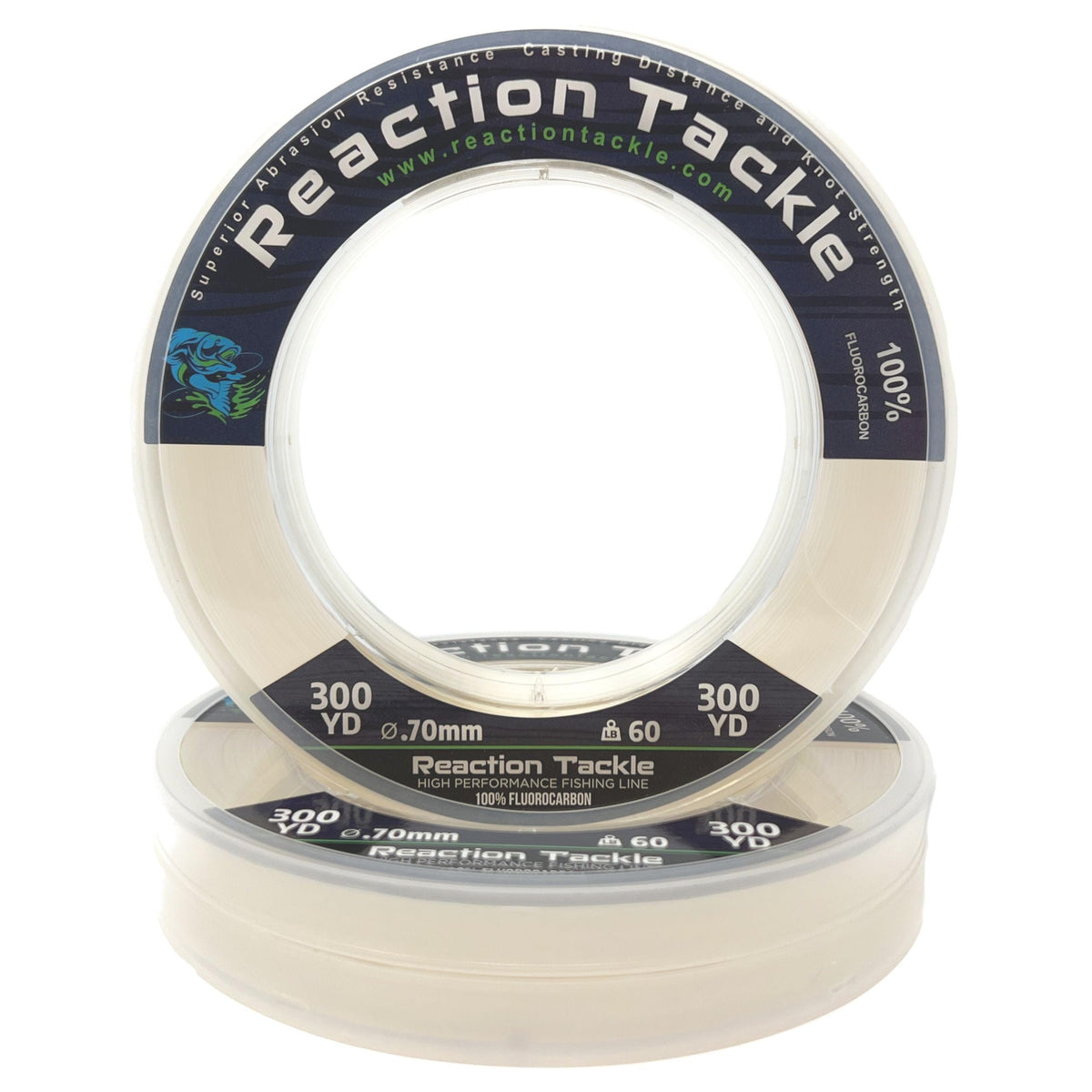Reaction Tackle 100% Pure Fluorocarbon Fishing Line - High Strength, Abrasion-Resistant, Fast-Sinking, Virtually Invisible - Saltwater and Freshwater Leader Line - Clear - 30LB 300 Yards