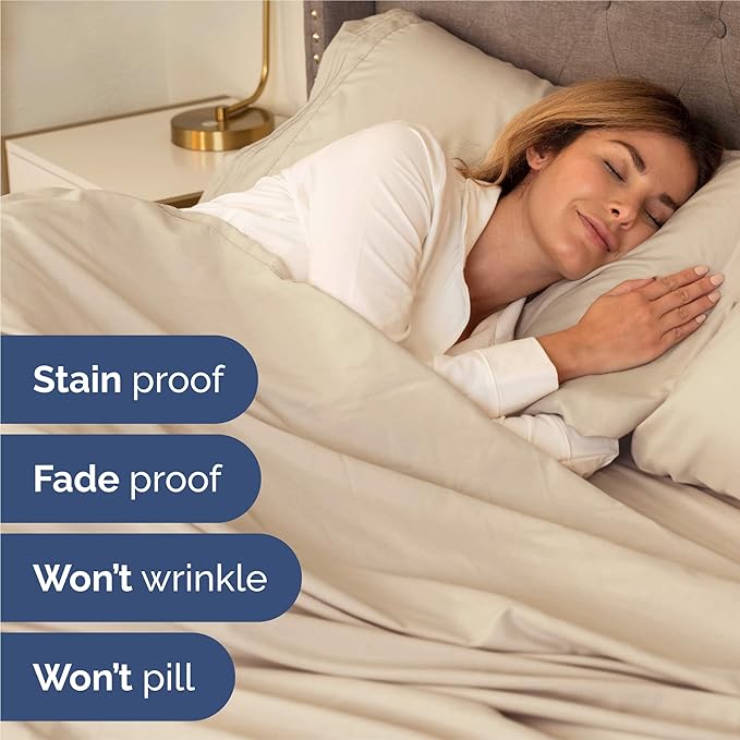 Split King Size 5 Piece Sheet Set - Comfy Breathable & Cooling Bed Sheets Set - Hotel Luxury Bedding for Women, Men, Kids, Teens, Boys & Girls - Deep Pockets, Soft and Wrinkle Free - Oeko-Tex - Wheat