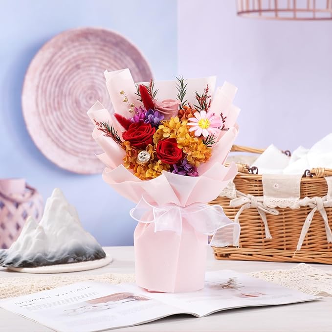 Lovenfold Flowers for Delivery,Preserved Flowers Bouquets,Red Rose Bouquets that Last 1-3 Years,Birthday Flowers Gifts for Women Mom Grandma Wife Friends