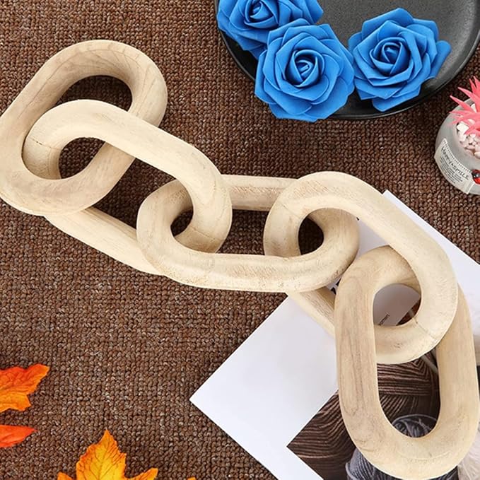 Levemolo Wooden Link Chain Hanging Ornament Small Rustic DIY Wall Hanging Home Pendant Decor for Bedroom Farmhouse Living Room