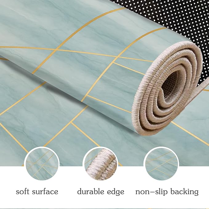 Minimalist Marble Rug - 3x5 Rug, Abstract Line Marble Rugs, Modern Geometric Entryway Rugs, Washable & Non Slip Carpet Home Decor