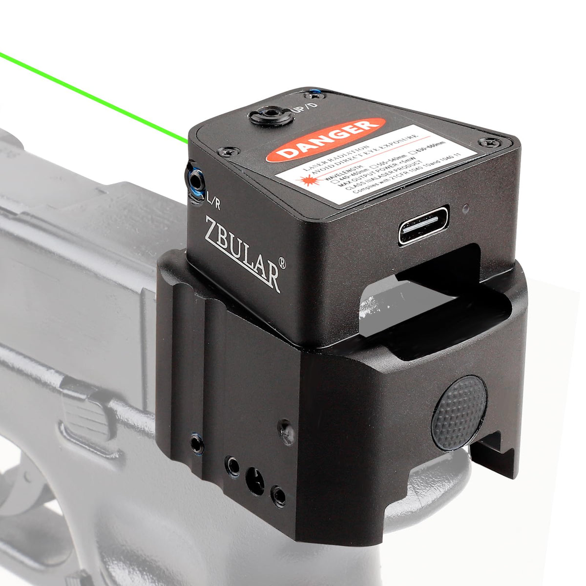 ZBULAR 2 Mile Laser Sights Range Slide Racker Jacker Compatiblewith Glock 17, 19, 19X, 26, PSA Dagger, and More with Improved Slide Grip(Class IIIA Green Laser Output is <5mW)