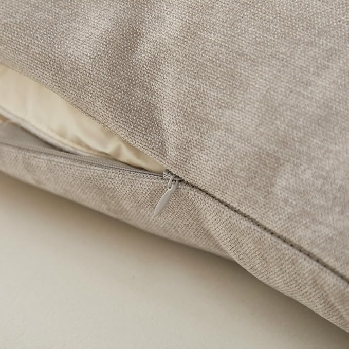 Sunday Praise Light Grey Throw Pillow Covers 18x18 Inch Set of 2 Soft Cozy Chenille Decorative Square Pillow Cases Farmhouse Accent Solid Neutral Cushion Covers for Couch Sofa Chair Bed Home Décor