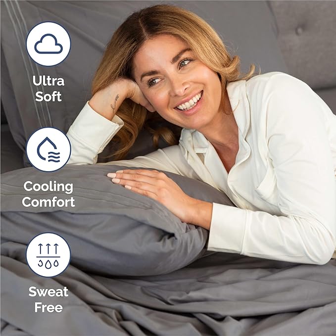 King Size 4 Piece Sheet Set - Comfy Breathable & Cooling Bed Sheets Set - Hotel Luxury Bedding for Women, Men, Kids, Teens, Boys & Girls - Deep Pockets, Ultra-Soft, Wrinkle Free - Oeko-Tex - Dark Grey