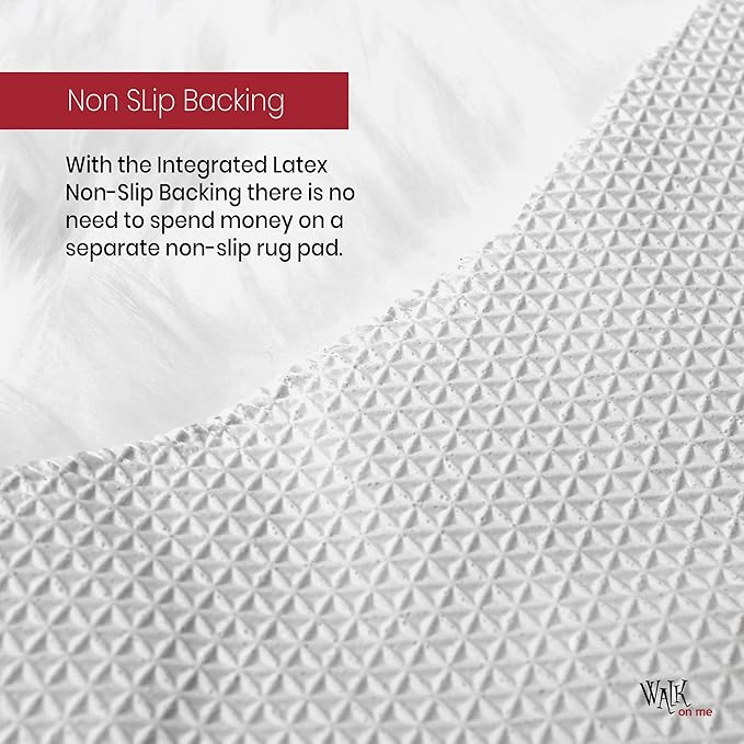 Silky Soft Faux Fur Shaggy Rug, 2 ft. x 3 ft. White Fluffy Sheepskin Area Rug, Rectangle Rug for Living Room, Bedroom, Kid's Room, or Nursery, Home Décor Accent, Machine Washable with Non-Slip Backing