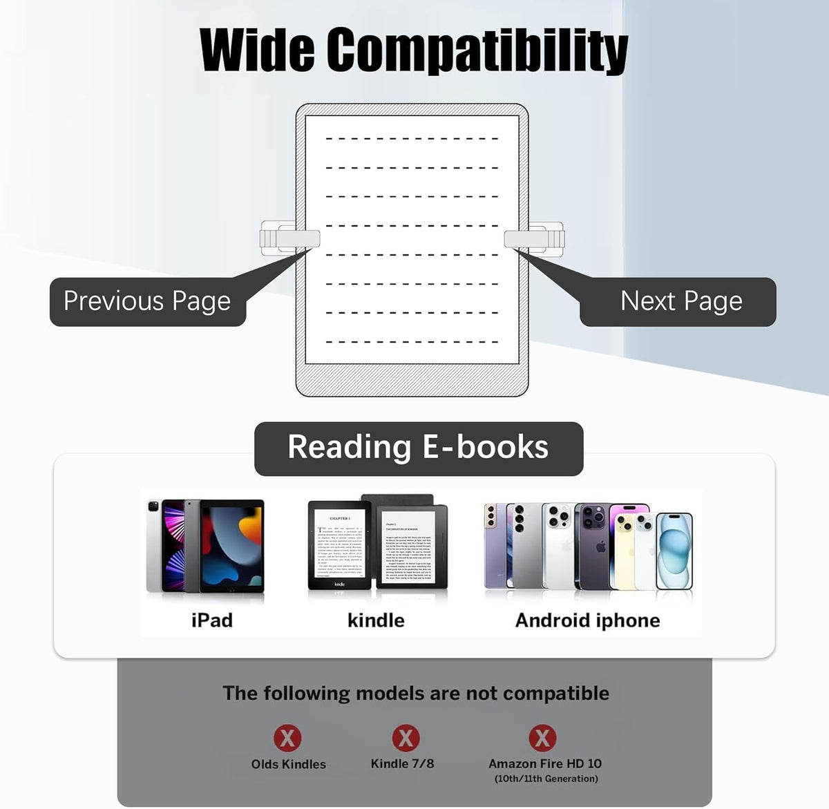 Generic Remote Control Page Turner Ring for Kindle Paperwhite/Scribe/Oasis, Wireless RF Remote Control Clicker