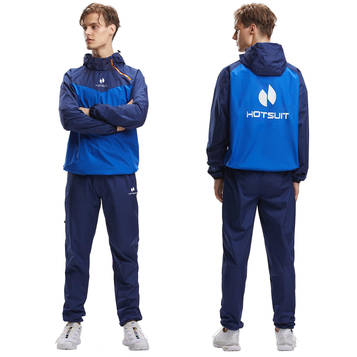 HOTSUIT Sauna Suit for Men Sweat Sauna Jacket Pant Gym Workout Sweat Suits, Navy, 3XL