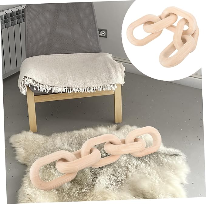 Decorative Wood Chain Links for Living Room Rustic Knot Decor for Home Table Centerpiece Handmade Natural Wood Ornament for Nursery Bedroom and Housewarming Gifts