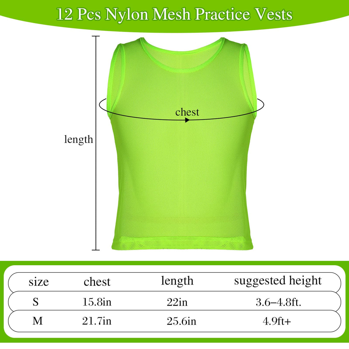 Sintege 12 Pcs Soccer Pinnies Pennies Jersey Scrimmage Vest Sports Practice Jersey Mesh Basketball Vest for Youth Adult Kids (Small,Green)