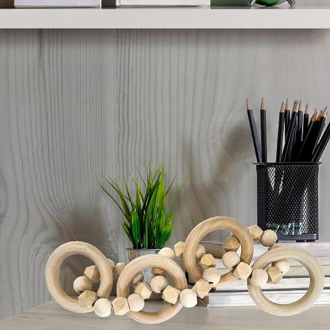 Wooden Chain Link Decoration, Bookshelf Decorative Ornament,