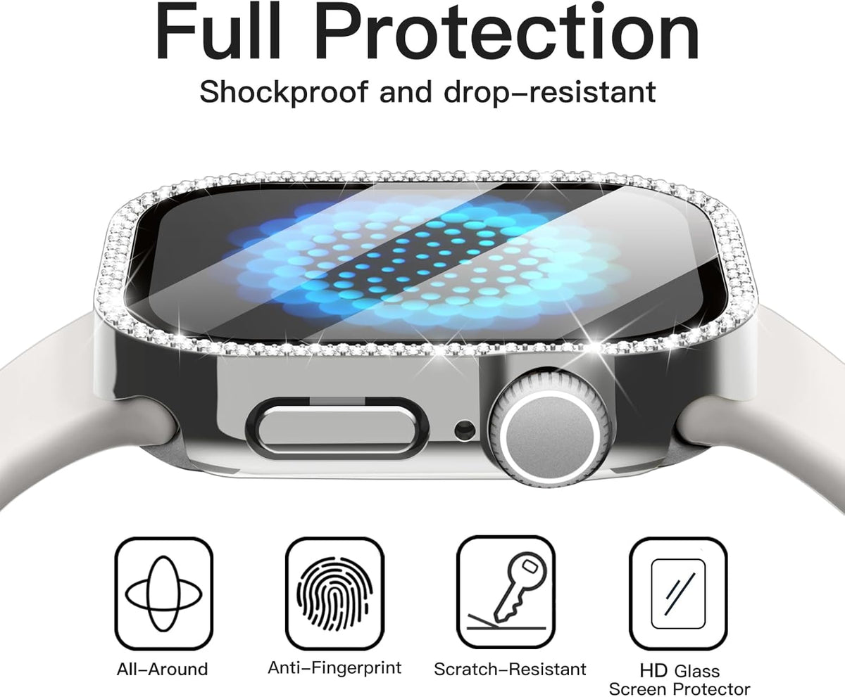 11/10 42mm, 2 Pack JETech Bling Diamond Case with Screen Protector for Apple Watch Series Overall Protective Cover