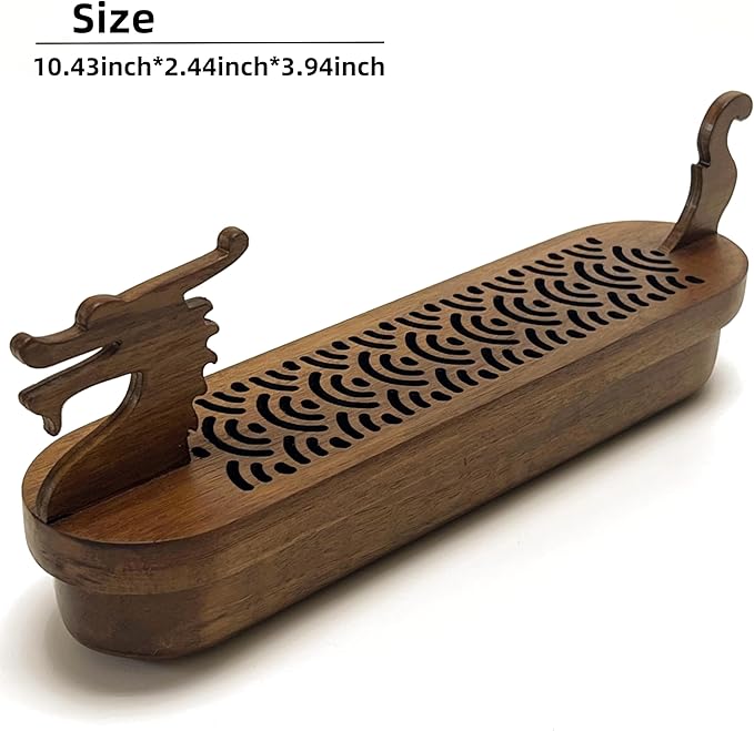 Dragon Incense Sticks Holder Burner,Boat Incense Holder Box,Wooden Incense Holder for Sticks,Blood Incense Ash Catcher,Cool Meditation Room Decor(Dragon Box)