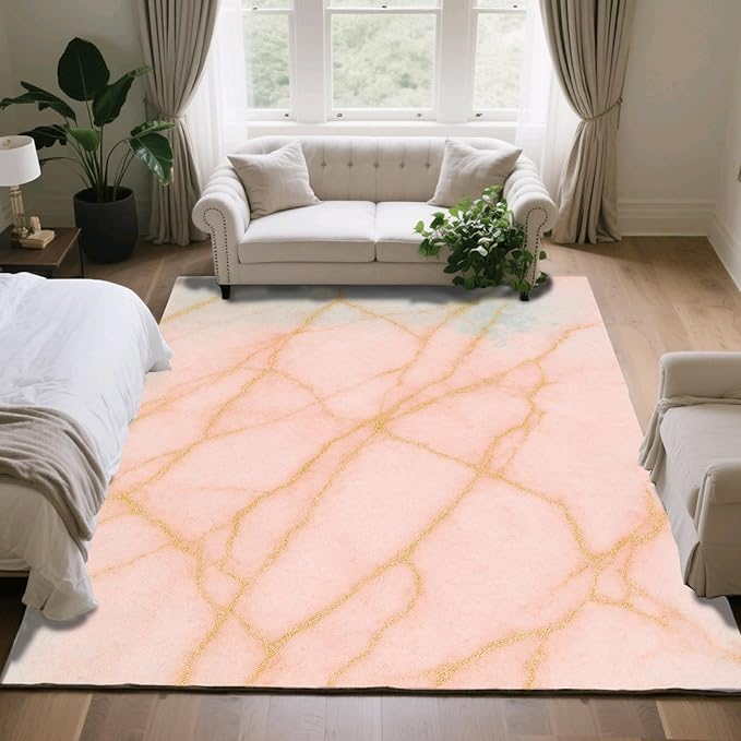 Abstract Marble Rug - 3x4 Rug, Modern Art Outdoor Rugs, Luxury Marble Entryway Rugs, Washable & Non Slip Carpet Home Decor