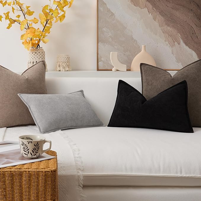 Kevin Textile 12x20 Inch Lumbar Pillow Cover 1 Pack Soft Boucle Textured Decorative Waterproof Rectangle Cushion Elegant Accent Pillow for Couch Sofa Chair Bed Home Decor Indoor Outdoor Coco Brown