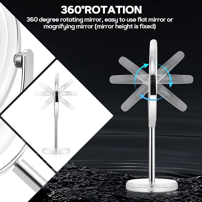 MIYADIVA Makeup Mirror, 30X Magnifying Mirror for Desk, 1X/30X Table Mirror with Stand, Double-Sided Vanity Mirror, Travel Makeup Mirror with Magnification, Desk Mirrors for Home and Office 8 in