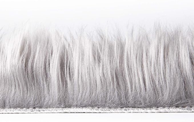 Ashler faux fur rug, Fluffy Shaggy Area Rug Ultra Soft 3 x 5 Feet Rectangle Fur Rug Grey Fuzzy Rug Machine Washable Shag Rug, Nursery Decor Throw Rugs for Bedroom, kids room, Living Room