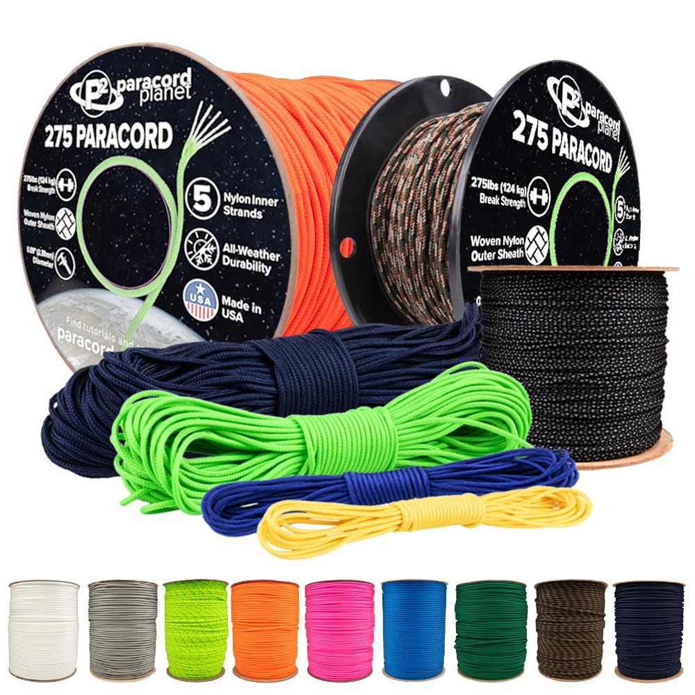 Paracord Planet 275lb Paracord – 3/32 Inch (2.38 mm) Nylon Crafting Cord with 5 Strand Inner Core – Silver Gray (25 ft)