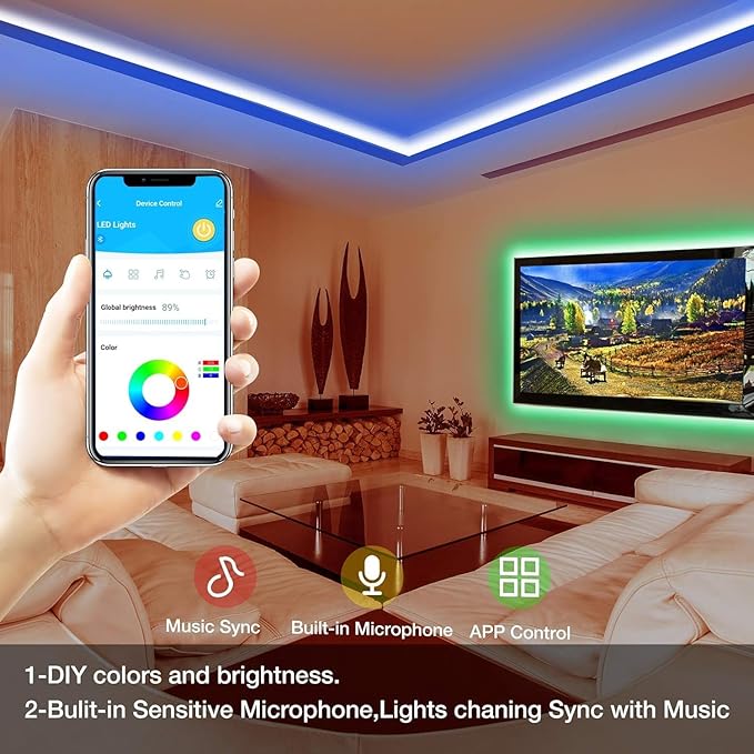 DAYBETTER Smart RGB Led Strip Lights, 300ft Led Lights for Bedroom with App Control, Multicolor Changing Led Light Strips Apply for Home Decor, Living Room, Kitchen, Home Party Decoration