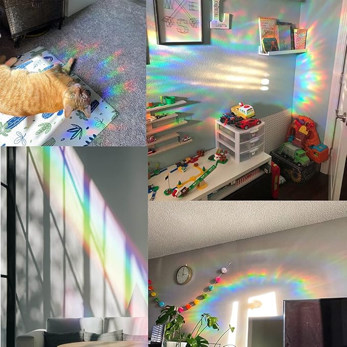 Olicard Rainbow Prism Suncatcher Sticker - Indoor Decoration, Anti-Collision Bird Strike Protection, Sun Catcher Decals for Home