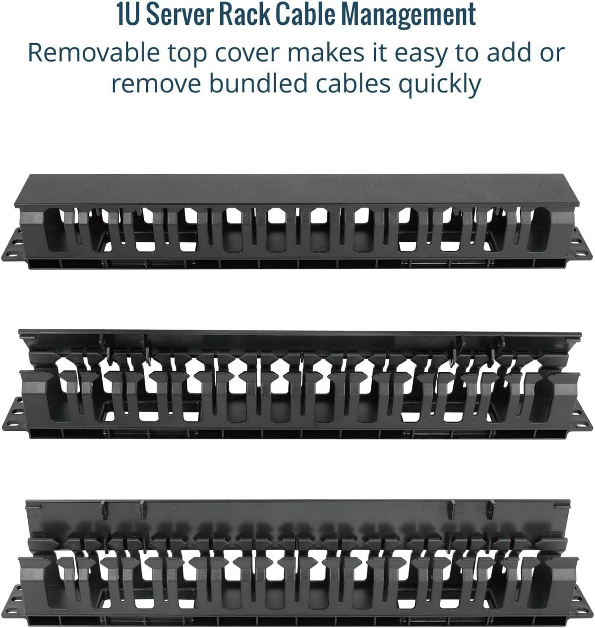 Tecmojo 2 Pack 1U Cover,2.6 12 19 inch Server Rack Horizontal Cable Management with Depth Plastic Cable Manager,Rack