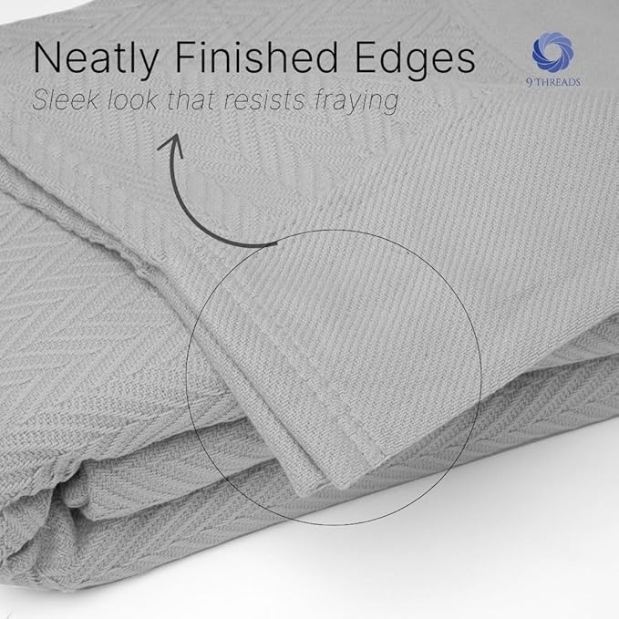100% Cotton Herringbone Blankets, 108"X90" King, Throw Blanket for Bed All Season Cotton Blanket, Cozy Blanket,Throws & Bed Blanket, Throw Blanket for Couch, Modern Home Decor -Scottish Grey