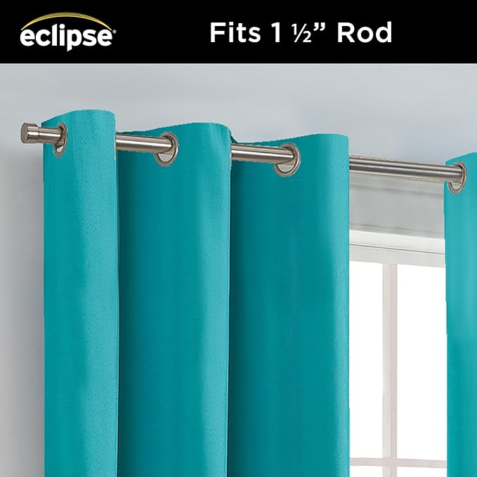 Eclipse Kendall Blackout Curtain, Thermal Insulated Grommet Window Panel, Noise Reducing Curtains for Bedroom, Living Room or Nursery, (1 Panel), 63 in Long x 42 in Wide, Turquoise