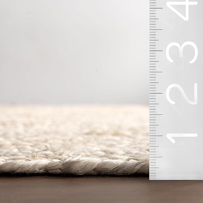 nuLOOM 12x18 Rigo Jute Hand Woven Area Rug, Off White, Solid Farmhouse Design, Natural Fiber, For Bedroom, Living Room, Dining Room, Hallway, Office, Kitchen, Entryway