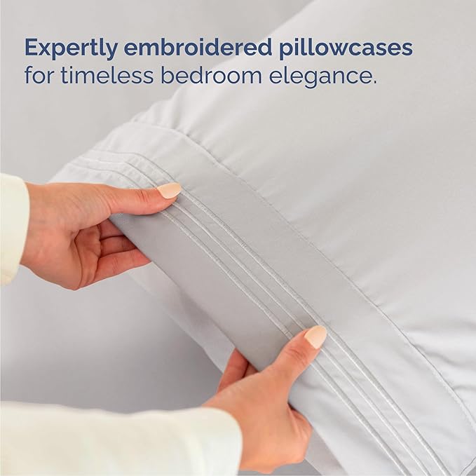 Cal King Size 4 Piece Sheet Set - Comfy Breathable & Cooling Bed Sheets Set - Hotel Luxury Bedding for Women, Men, Kids, Teens, Boys & Girls - Deep Pockets, Soft, Wrinkle Free - Oeko-Tex - French Grey