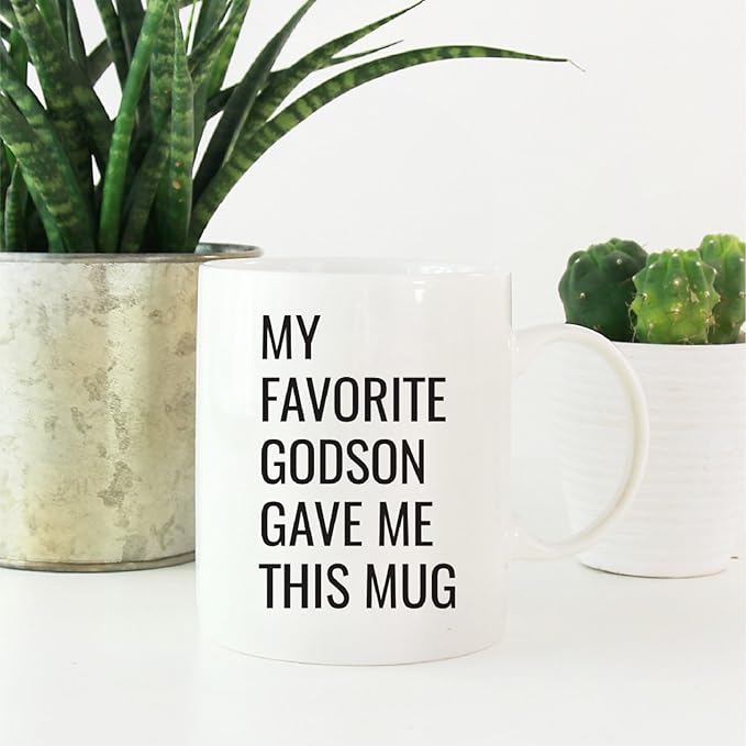Andaz Press 11oz. Funny Coffee Mug Gag Gift, My Favorite Godson Gave Me This Mug, 1-Pack, Godmother Godfather Birthday Christmas Sarcastic Humor Gift Ideas