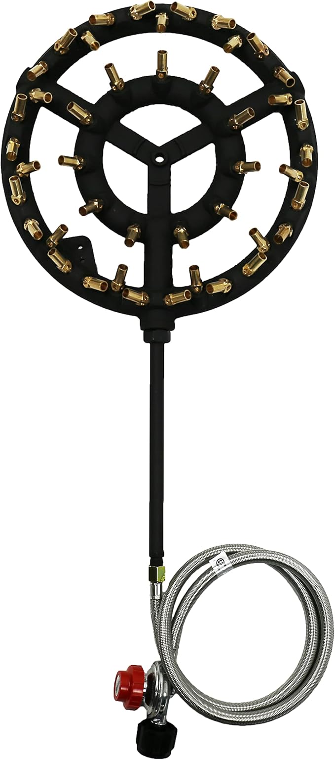 Propane Jet Burner with 44 Brass Tips - Perfect for Camping, Turkey Frying, and More with Stove Buddy JB-44LP(Propane Gas 44 Tips & Regulator)