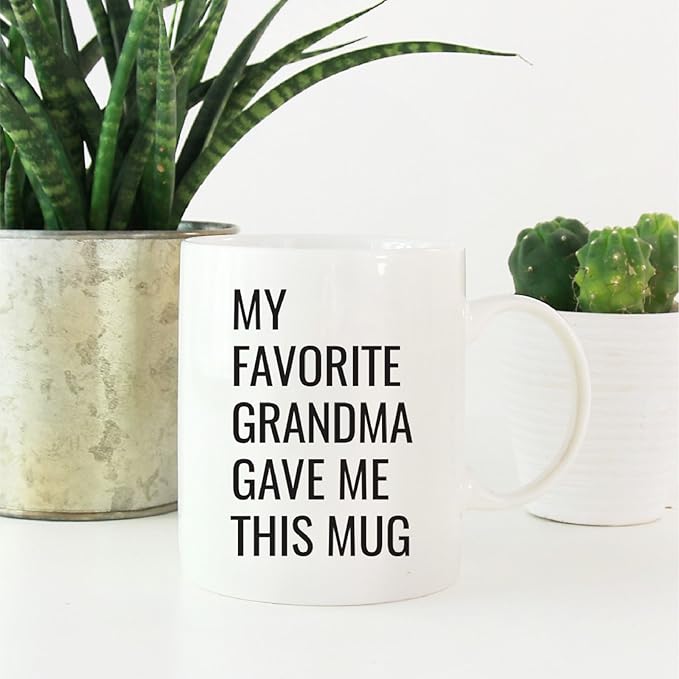 Andaz Press 11oz. Funny Coffee Mug Gag Gift, My Favorite Grandma Gave Me This Mug, 1-Pack, Grandson Granddaughter Birthday Christmas Sarcastic Humor Gift Ideas