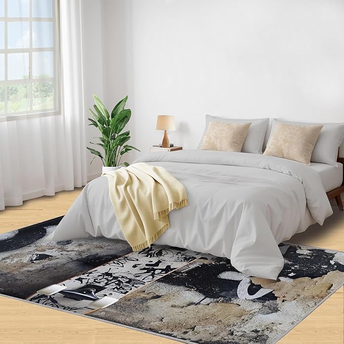 Dragons Rug for Living Room, Fantasy Animals 3x5 Area Rug Magical Creatures Rug for Bedroom Non-Slip Indoor Floor Carpet, Low Pile Resistant Carpet for Dining Room, Office, Home Decor