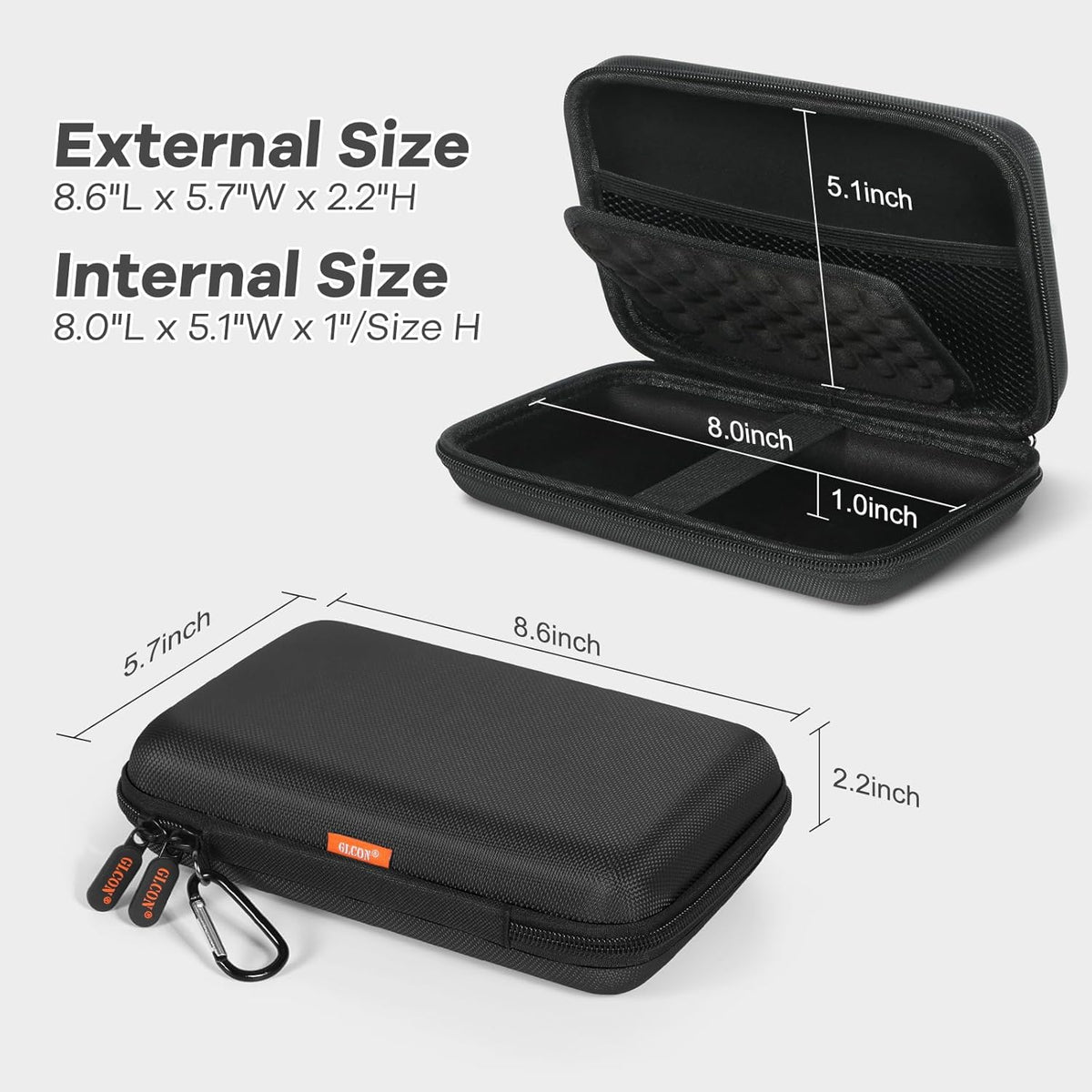 GLCON Shockproof Hard Shell Carrying Case for GPS, External Hard Drive, Power Bank, Charger, Cable, Heart Monitor, Cell