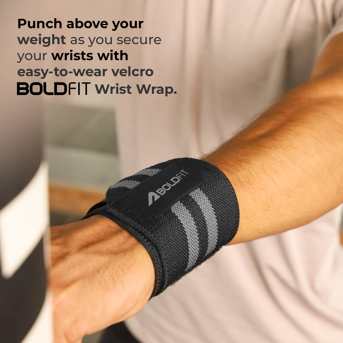 Boldfit Wrist Supporter for Gym Wrist Band for Men Gym & Women with Thumb Loop Straps - Wrist Wrap Gym Accessories for Men Hand Grip & Wrist Support Sports Straps for Gym