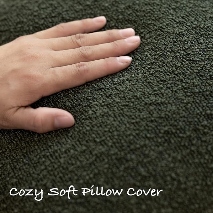 GEEORY Decorative Throw Pillow Covers 26x26 Inch Pack of 2,Textured Boucle Neutral Cushion Cases for Bed Couch Sofa, Accent Mordern Farmhouse & Minimalist Home Decor (Olive Green) GE05-26