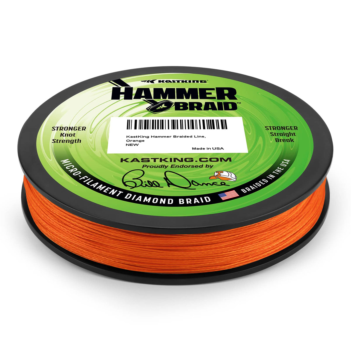 KastKing Hammer Braid Fishing Line, Orange, 4 Strand, 20LB, 300Yds