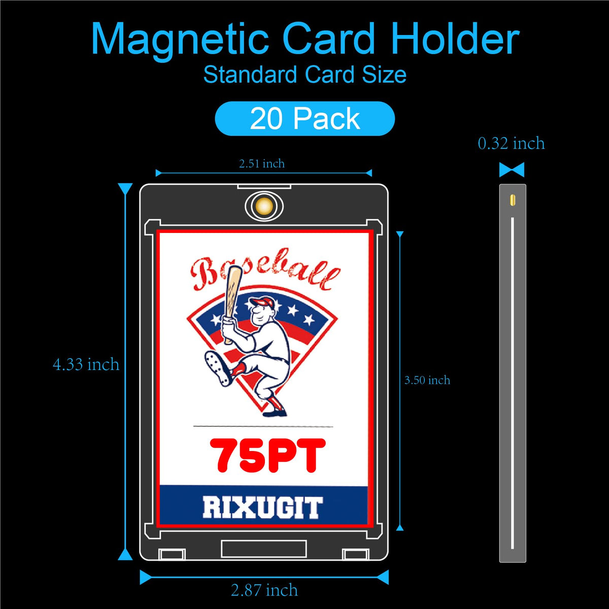 RIXUGIT 20 Pack 75pt One Touch Magnetic Card Holders for Trading Cards