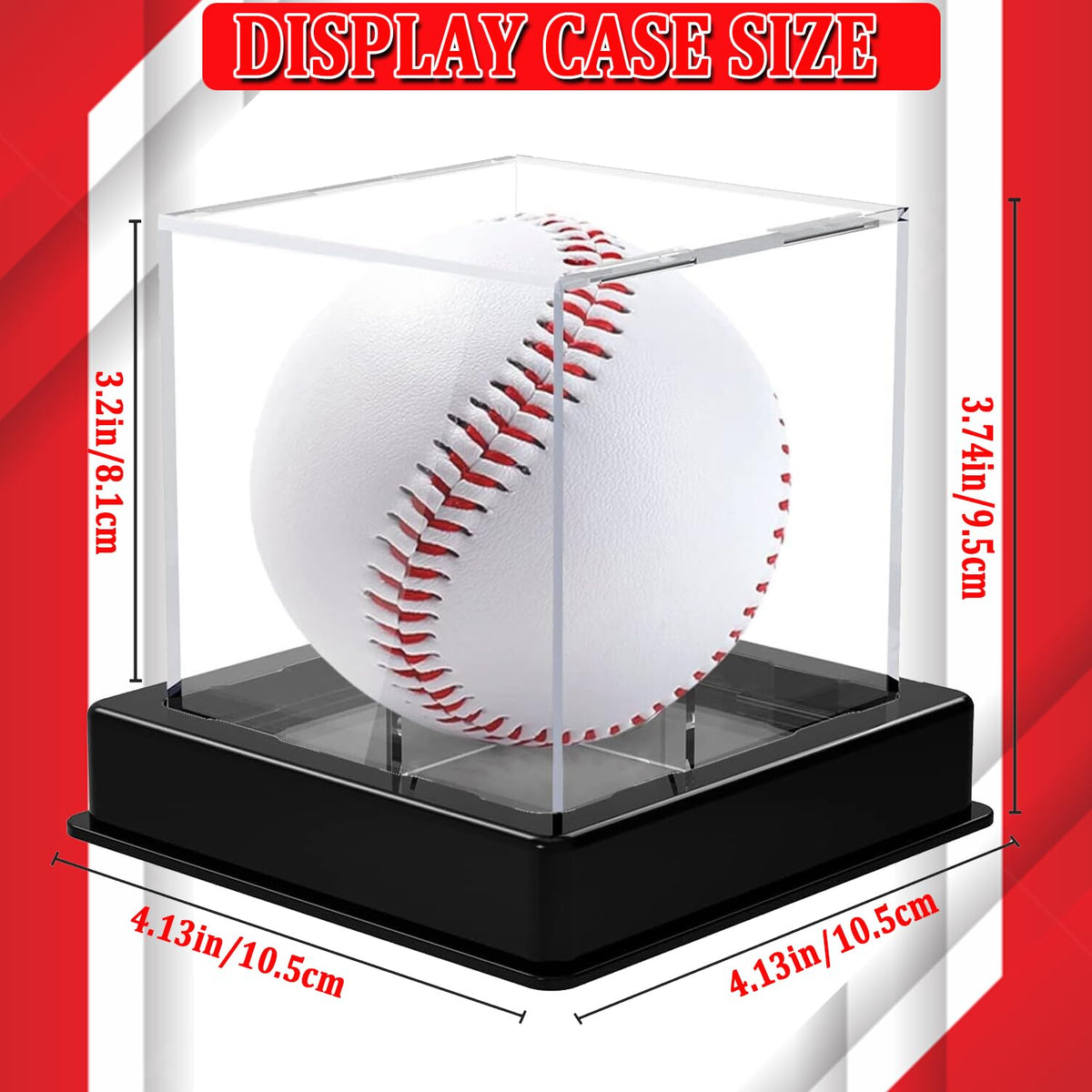 Taeku Baseball Display Case – Acrylic Cube Ball Holder with UV Protection, Clear Display Box for Baseball, Softball, Tennis, Sports Memorabilia – Included Stand (1 Pack)