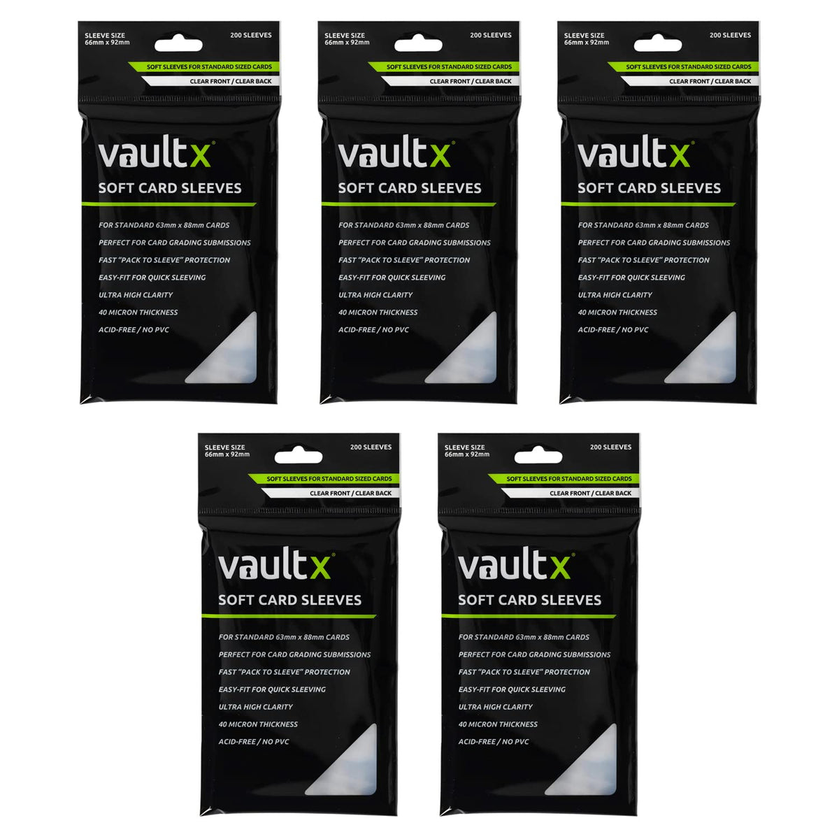 Vault X Soft Penny Sleeves (1000 Pack) for Standard Trading Cards TCG, Clear