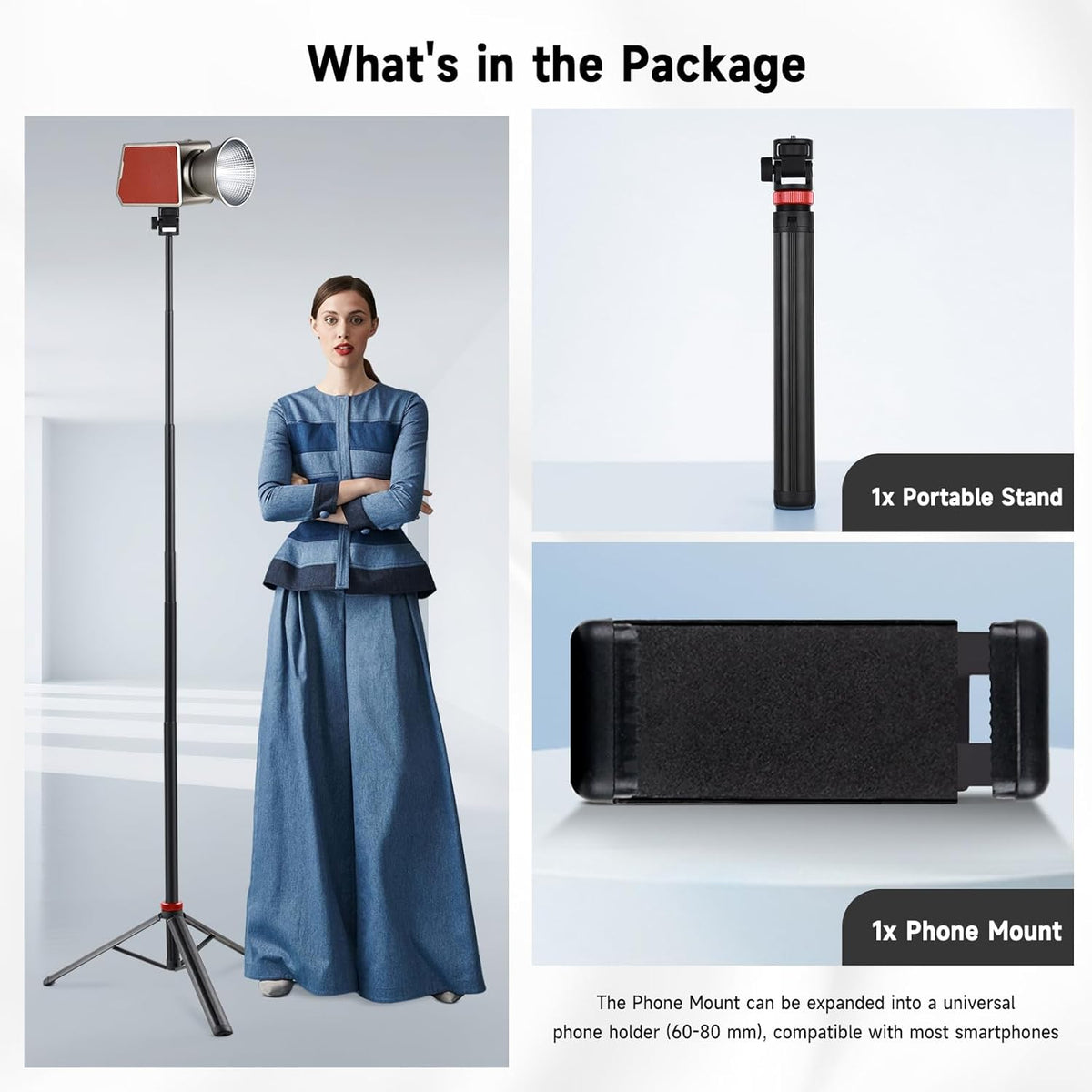 YSKE MT-79 81", 7-Section 0.8lbs, Light Stand Tripod Foldable - Camera Phone Mount for DSLR, GoPro, iPhone, LED Video