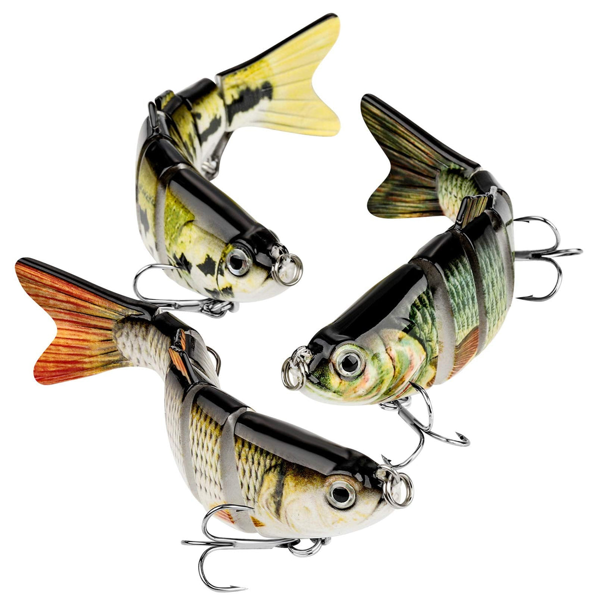 CharmYee Bass Fishing Lure for Freshwater and Saltwater Lifelike Fishing Lures Multi Jointed Swimbait for Bass Trout Crappie Walleye Pike Fishing Gifts for Men-3 Pack