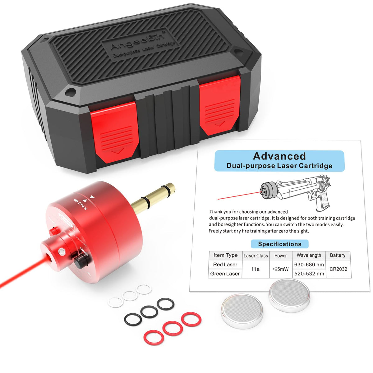 Angeebin Laser Training Cartridge/Laser Target Suitable for Dry Fire Training, Laser Bullet with Spare Accessories