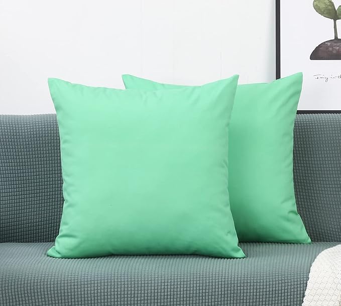 TangDepot Handmade Decorative Solid 100% Cotton Canvas Throw Pillow Covers/Cushion Covers, 45 Colors Available - (26" x 26" , Mint Green, 1 Count (Pack of 1))