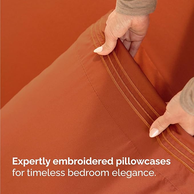 Twin Size 3 Piece Sheet Set - Comfy Breathable & Cooling Bed Sheets Set - Hotel Luxury Bedding for Women, Men, Kids, Teens, Boys & Girls - Deep Pockets, Soft and Wrinkle Free - Oeko-Tex - Terracotta