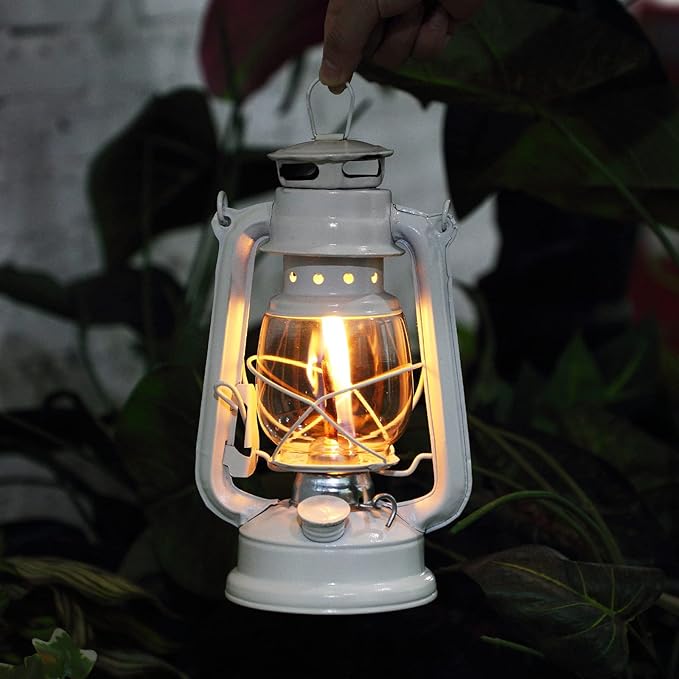 Honoson 4 Pieces Oil Lamp Hurricane Lamp Kerosene Lantern for Indoor Outdoors Decorative Hanging Oil Lantern with Wick for Hiking Emergency Camping Party Decoration(White,10 Inch)