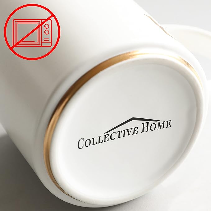 COLLECTIVE HOME - Monogram Ceramic Mugs, 15 oz Golden Initial Coffee Cups, Elegant Alphabet Tea Mugs, Elegant Personalized Mug with Gift Box, Unique Mug with Double Side Capital Letter (C)
