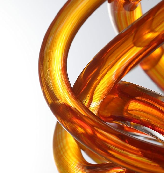 Luxury Lane Hand Blown Infinity Knot Sommerso Decorative Glass Ball for Bowls Home Decor 6 inch Tall Orbit Centerpiece Table Decoration Sculpture Ombre Red