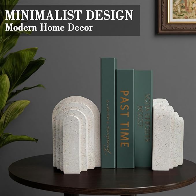 Modern Decorative Bookends for Shelves – Heavy Duty Book Ends, Stylish Bookshelf Decor, Minimalist Home Office Organizer, Functional Book Holders (Set of 2)