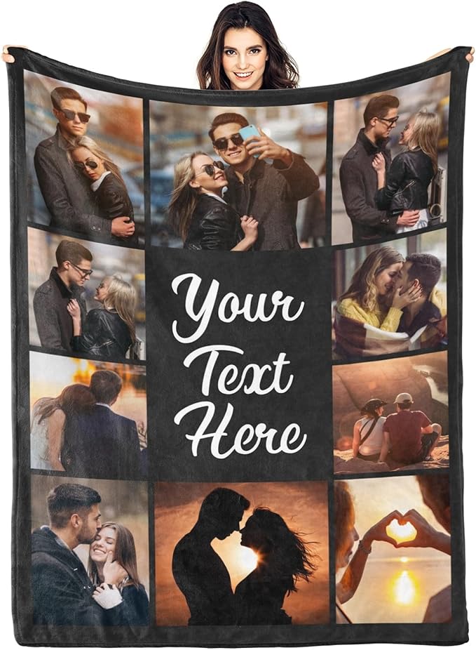 Custom Blanket with Photos Personalized Blankets Customized Blankets and Thows Customizable Blanket Picture Blankets Customize for Valentines Day Gifts Birthday for Her Him Girlfriend Boyfriend Wife