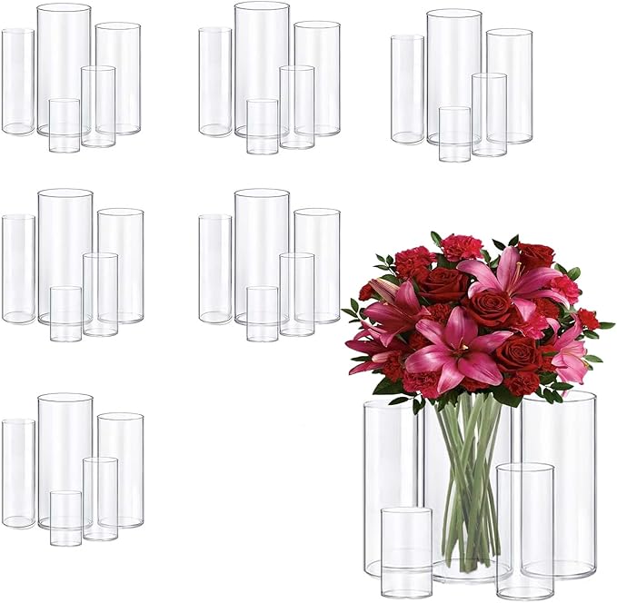 30pcs 11.8Inch Large Size Glass Vase Cylinder for Centerpieces Small Flower Glass Clear Home Decor Centerpiece Table Flower Vase Decorations for Wedding＆Holiday 6,7.9,10,10,11.8Inch Tall